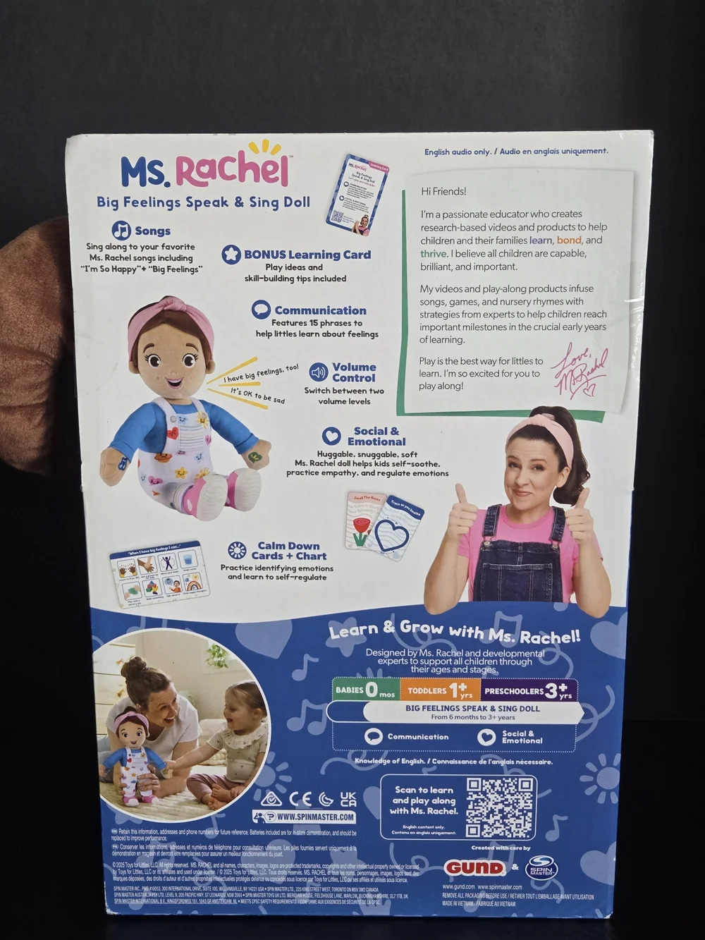 Ms. Rachel Big Feelings Speak & Sing Doll Sensory Learning Toy New In Box NIB